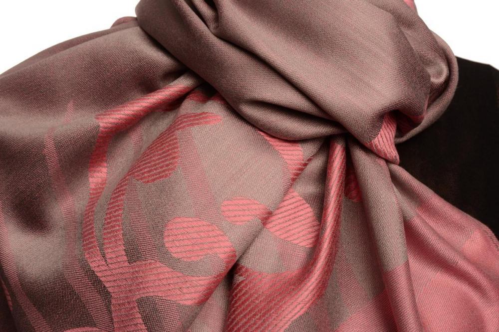 Liss Kiss Rising Sun On Pink Grey Pashmina With Tassels - Scarf