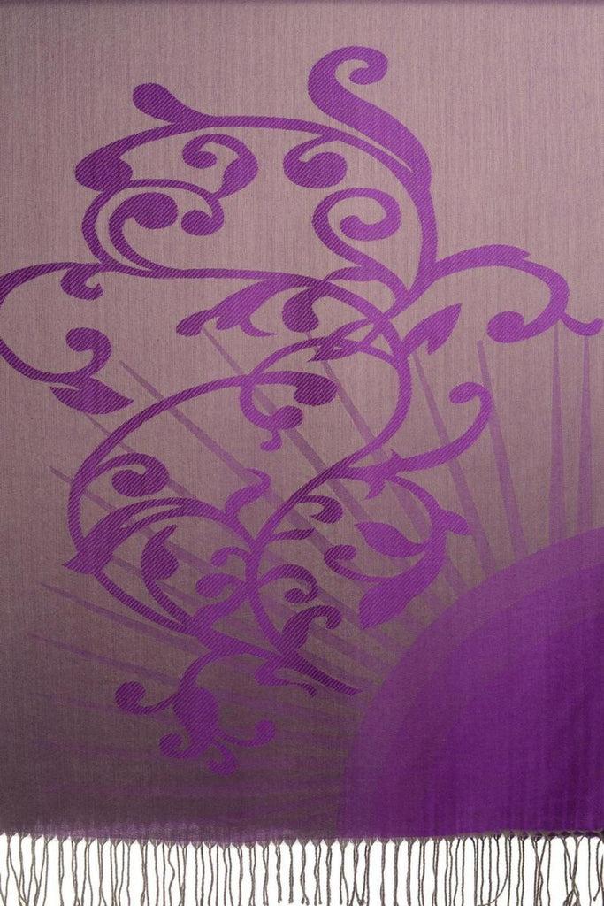 Liss Kiss Rising Sun On Purple Pashmina With Tassels - Scarf