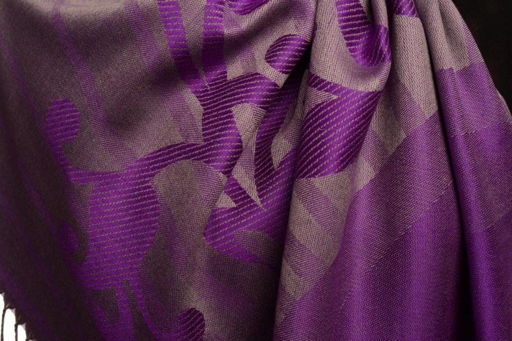 Liss Kiss Rising Sun On Purple Pashmina With Tassels - Scarf
