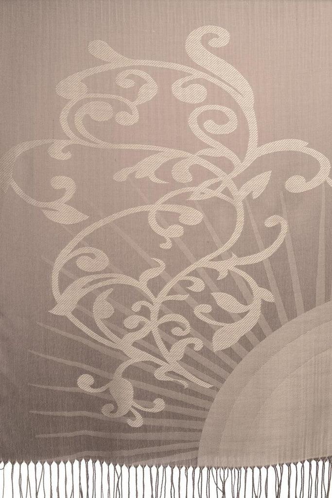 Liss Kiss Rising Sun On Silver Grey Pashmina With Tassels - Scarf