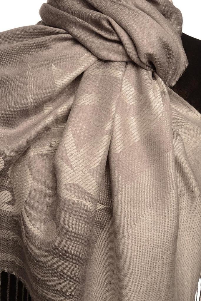 Liss Kiss Rising Sun On Silver Grey Pashmina With Tassels - Scarf