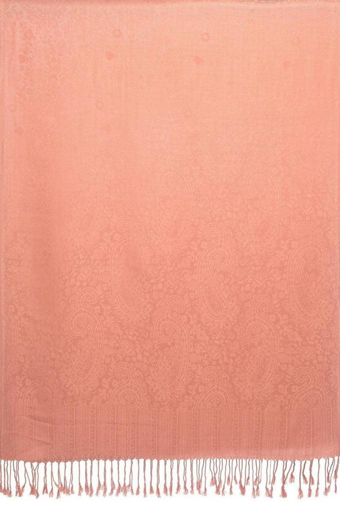 Liss Kiss Rose Pink Paisleys Pashmina Feel With Tassels - Scarf