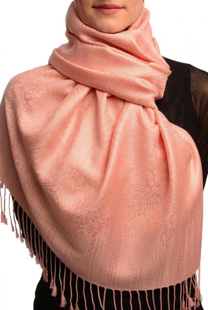 liss kiss Rose Pink Paisleys Pashmina Feel With Tassels - Scarf