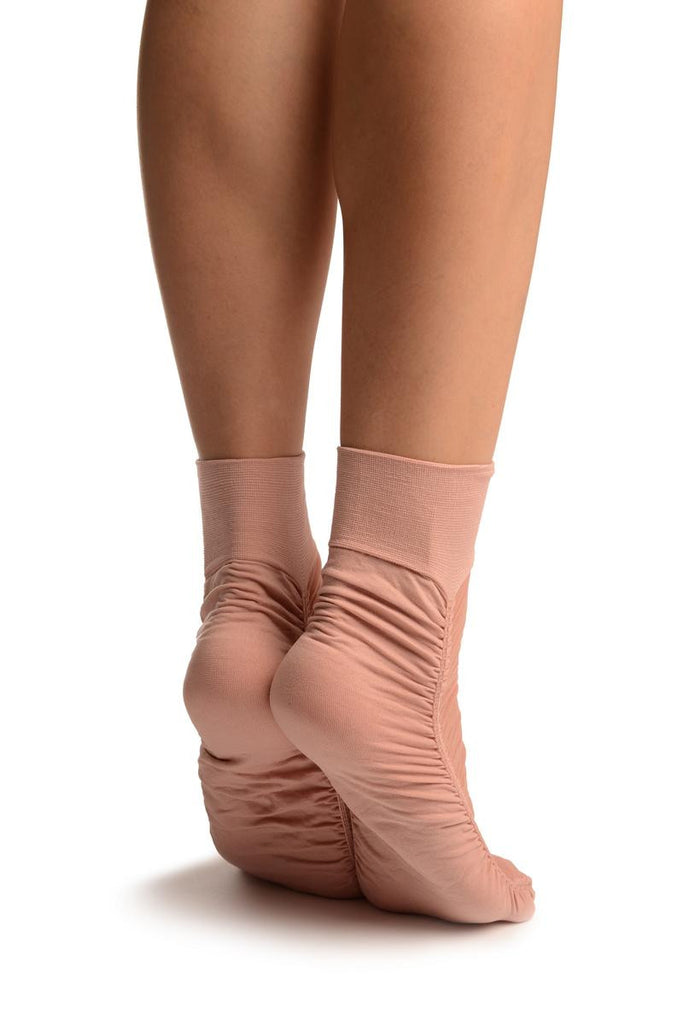 Liss Kiss Rose Pink Sheer & Opaque Sides Ankle High Socks - Socks