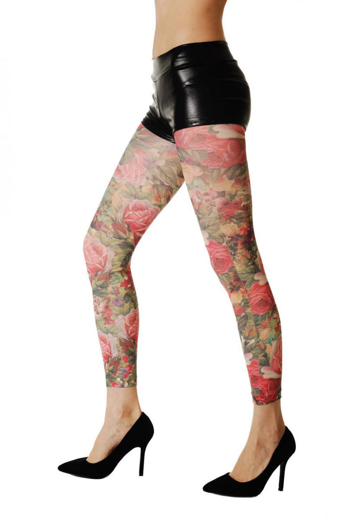 Liss Kiss Roses Bouquet Vintage Footless - Tights Footless