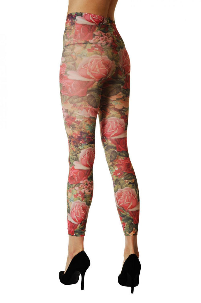 Liss Kiss Roses Bouquet Vintage Footless - Tights Footless