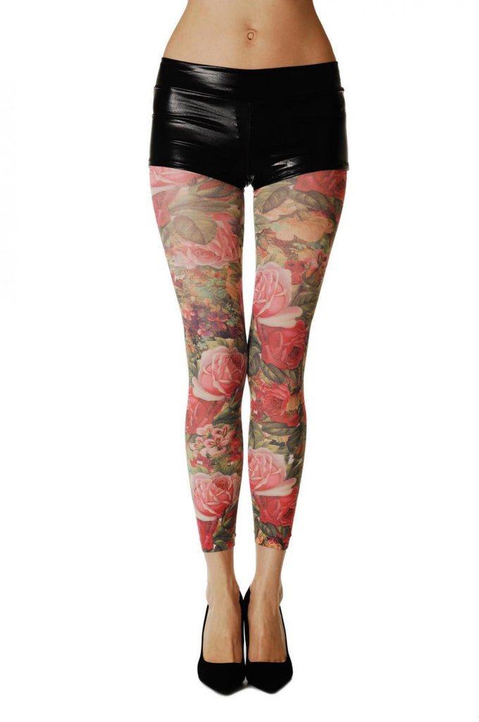 liss kiss Roses Bouquet Vintage Footless - Tights Footless