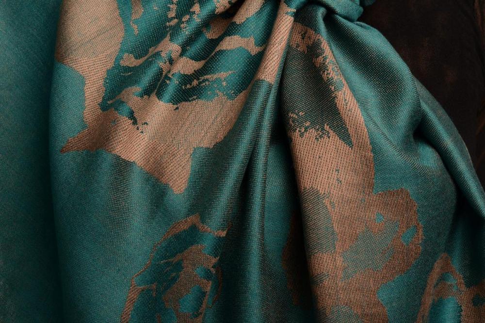 Liss Kiss Roses On Cerulean Blue Pashmina Feel With Tassels - Scarf