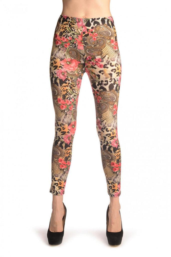 Liss Kiss Roses Paisley Leopard & Snake Skin - Leggings