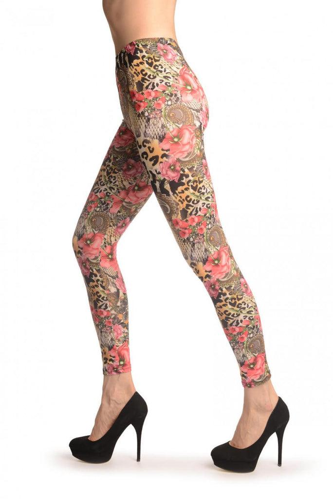 Liss Kiss Roses Paisley Leopard & Snake Skin - Leggings