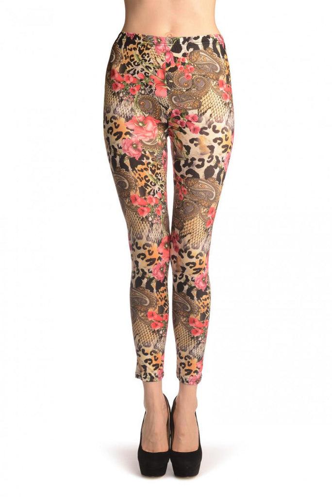 liss kiss Roses Paisley Leopard & Snake Skin - Leggings