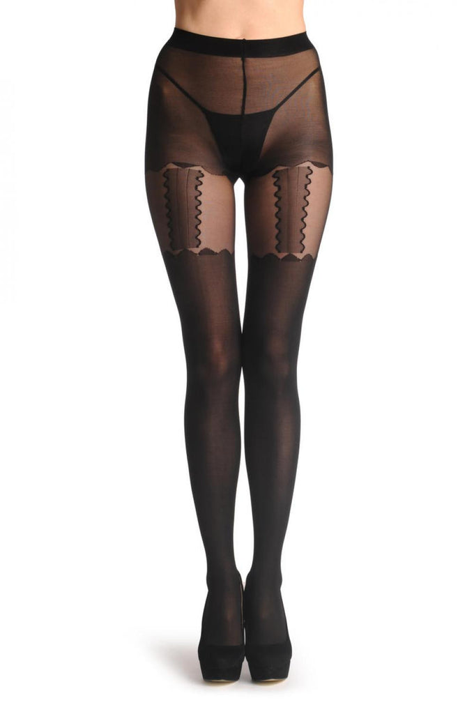 Liss Kiss Rounded Shorts & Front Rounded Suspender Belt - Tights