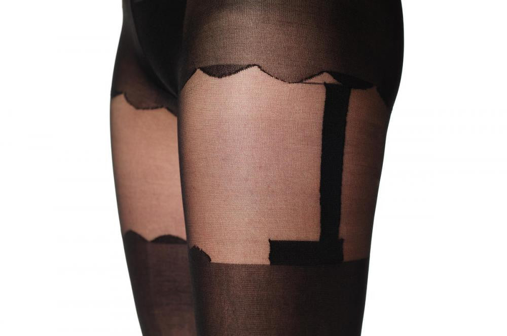 Liss Kiss Rounded Shorts & Straight Suspender Belt - Tights