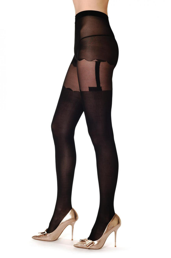 liss kiss Rounded Shorts & Straight Suspender Belt - Tights