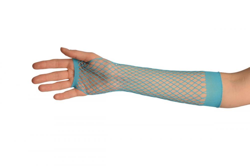 Liss Kiss Royal Blue Fishnet Fingerless Party Gloves - Gloves
