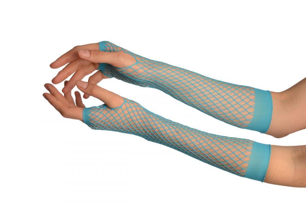 liss kiss Royal Blue Fishnet Fingerless Party Gloves - Gloves