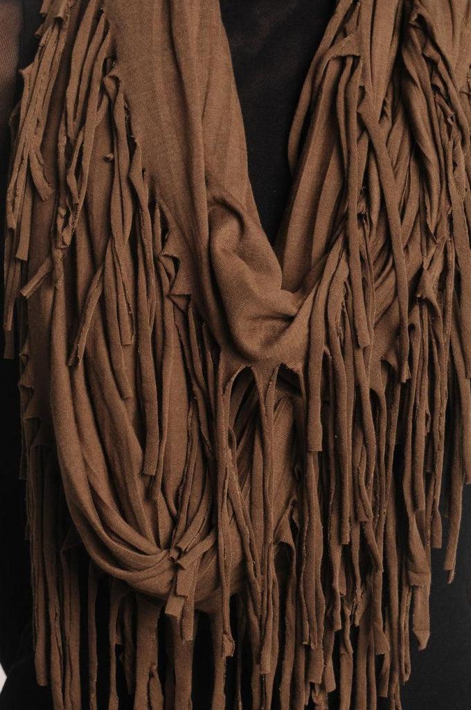 Liss Kiss Russet Brown With Tassels Snood Scarf - Snood
