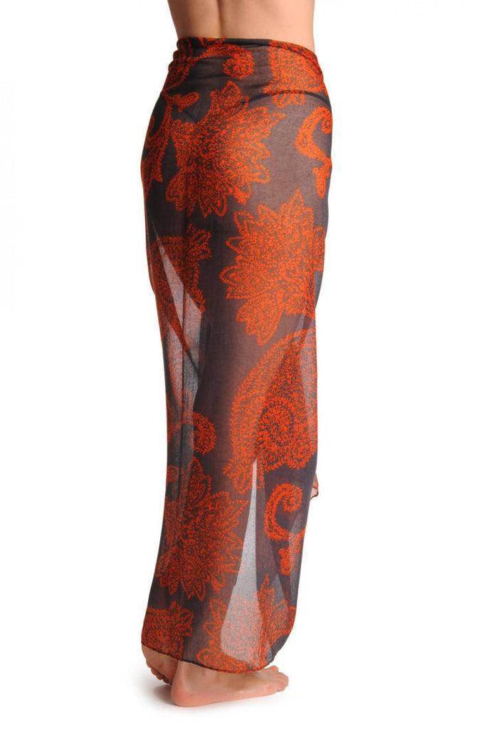 Liss Kiss Rust Fern Leaves On Slate Grey Unisex Scarf & Beach Sarong - Scarf