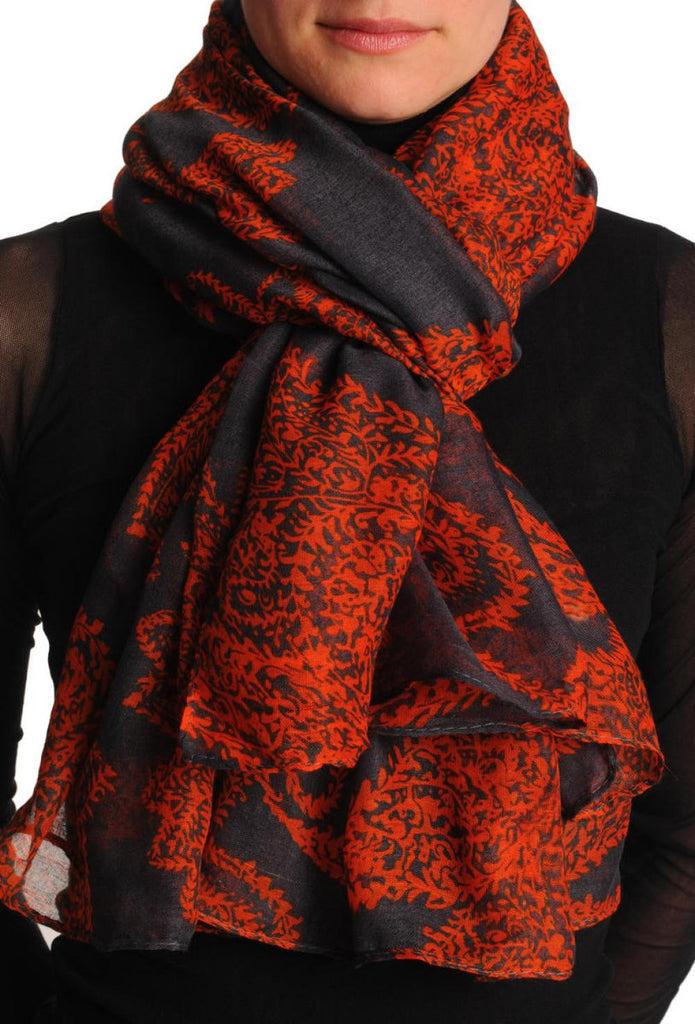 liss kiss Rust Fern Leaves On Slate Grey Unisex Scarf & Beach Sarong - Scarf