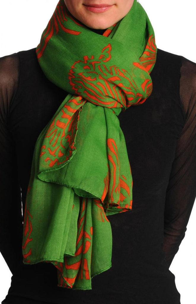 liss kiss Rust Zebra On Green Unisex Scarf & Beach Sarong - Scarf