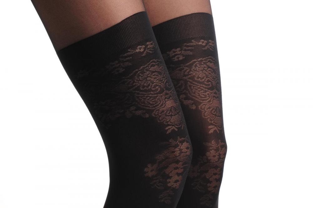 Liss Kiss Semi Transparent Faux Stockings & Transparent Flowers Bouquets 60 Den - Tights