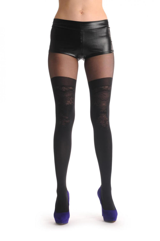 Liss Kiss Semi Transparent Faux Stockings & Transparent Flowers Bouquets 60 Den - Tights