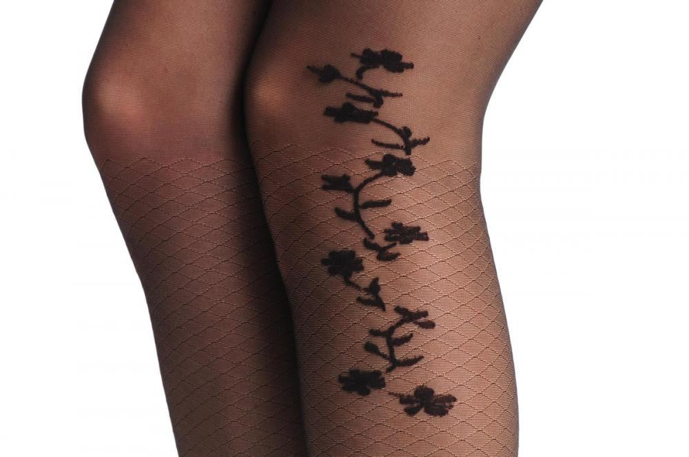 Liss Kiss Semi Transparent Mesh Sock With Little Flowers 20 Den - Tights