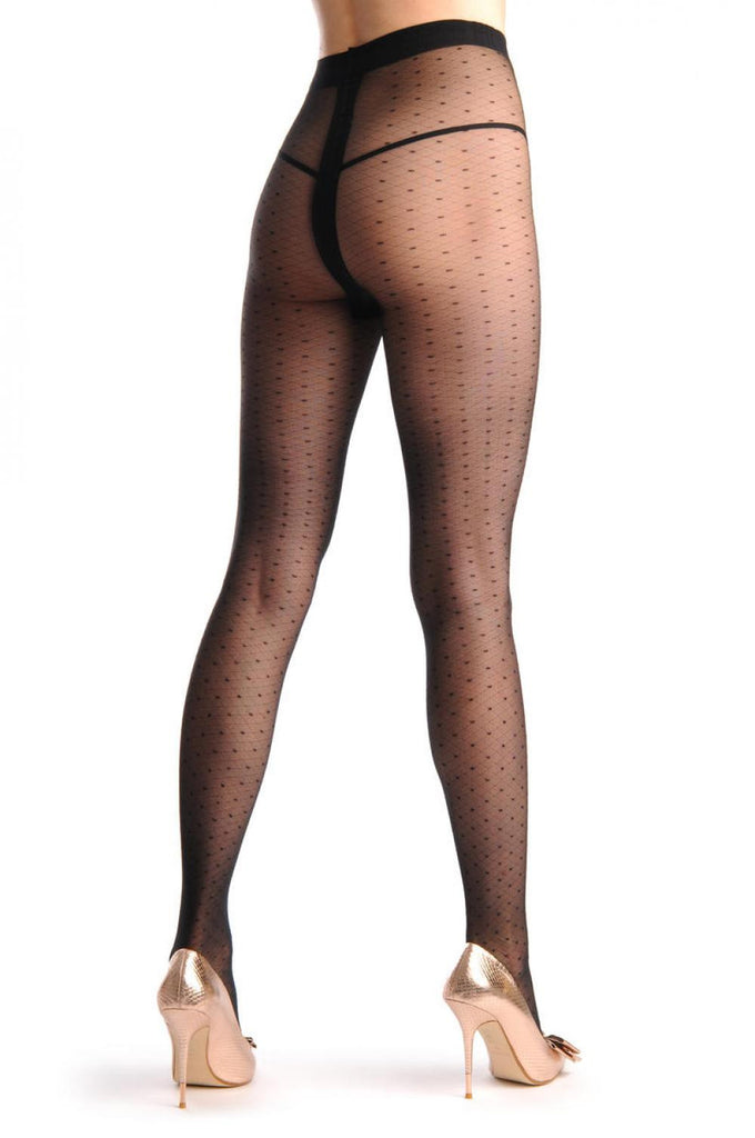 Liss Kiss Semi Transparent Mesh With Small Black Dots - Tights