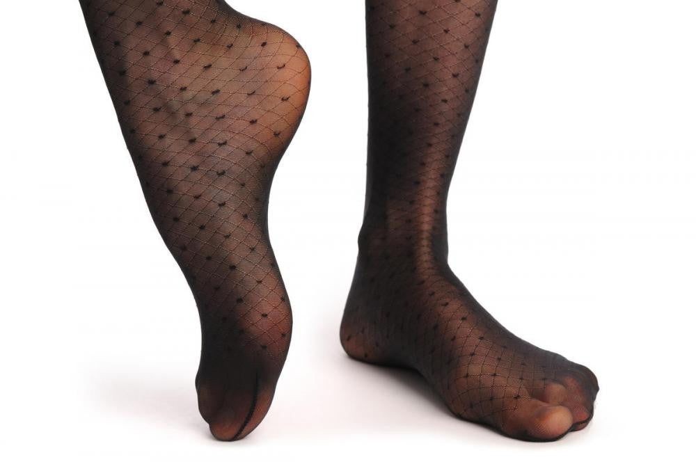 Liss Kiss Semi Transparent Mesh With Small Black Dots - Tights