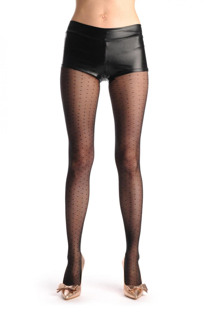 liss kiss Semi Transparent Mesh With Small Black Dots - Tights