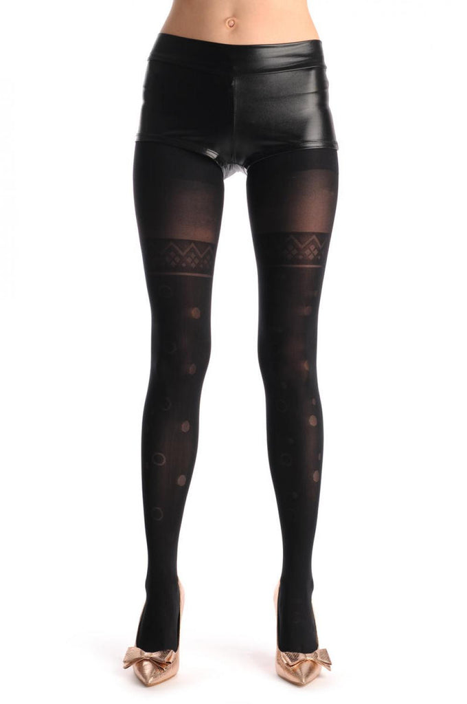 Liss Kiss Semi Transparent Polka Dot & Rombs Garter 380 Den - Tights