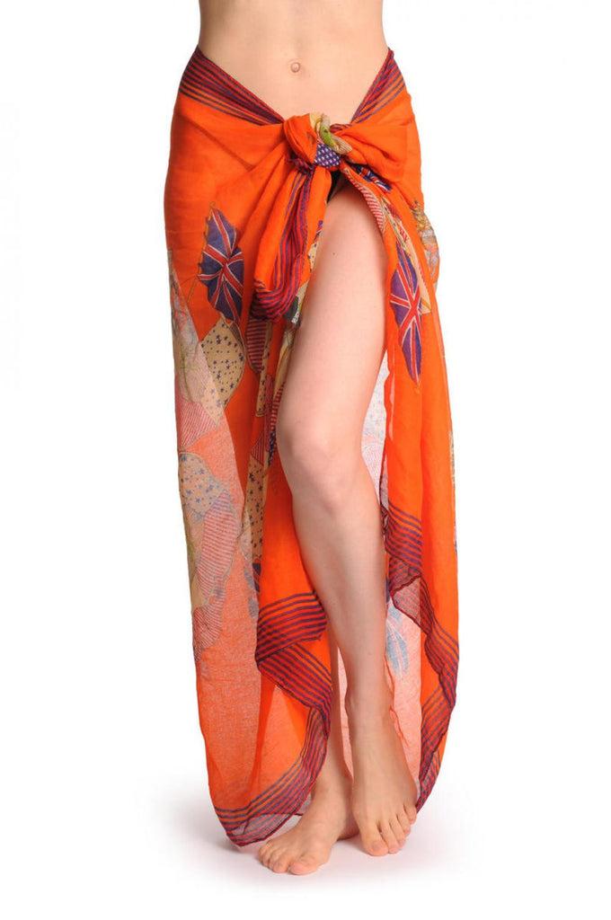 liss kiss Shield With Skull & Flags on Orange Unisex Scarf & Beach Sarong - Scarf