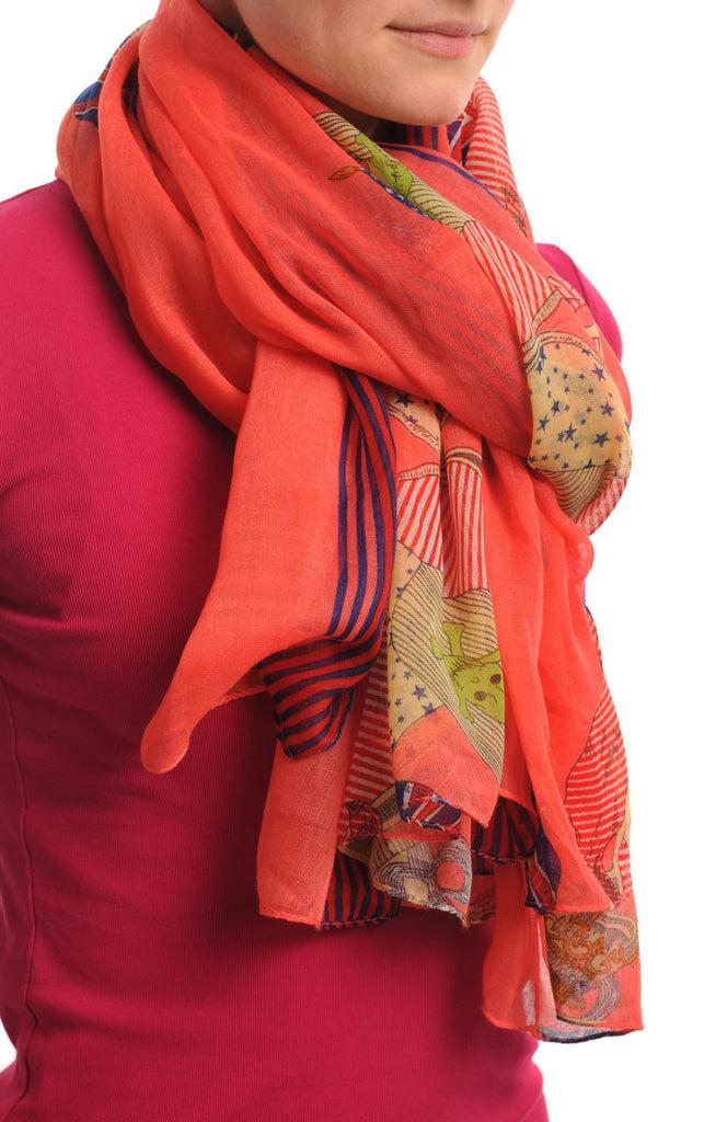 Liss Kiss Shield With Skull & Flags On Peach Pink Unisex Scarf & Beach Sarong - Scarf