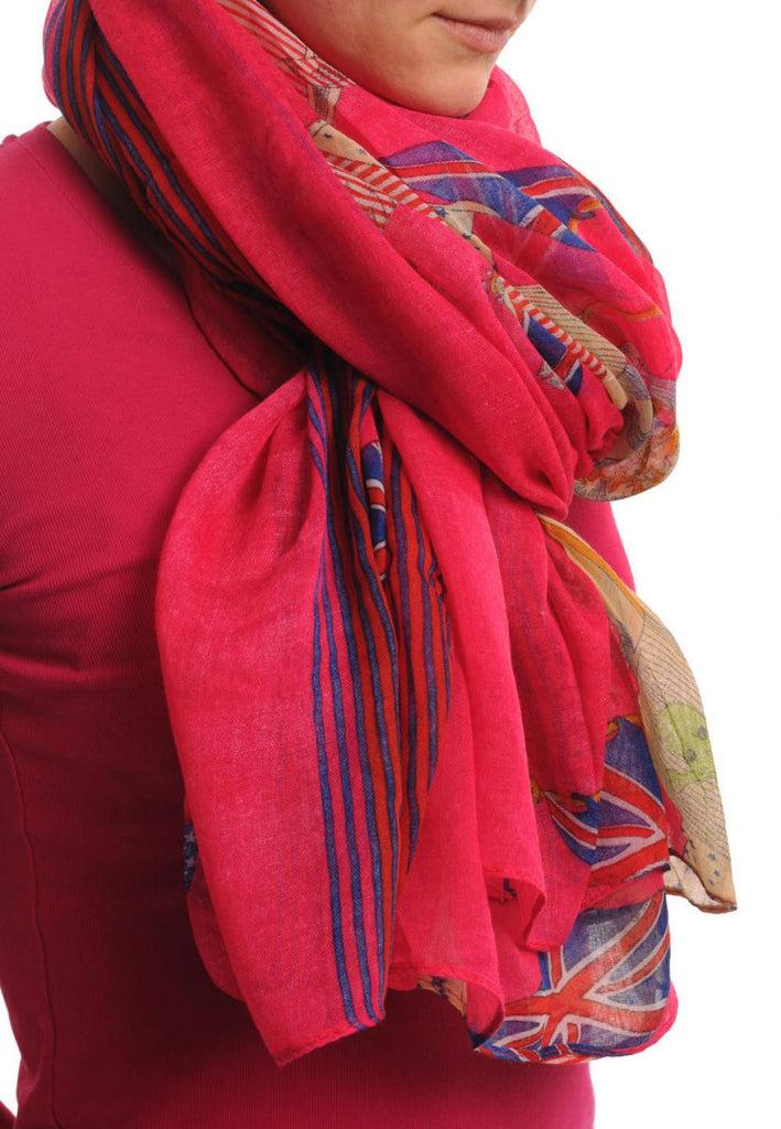 Liss Kiss Shield With Skull & Flags On Raspberry Pink Unisex Scarf & Beach Sarong - Scarf