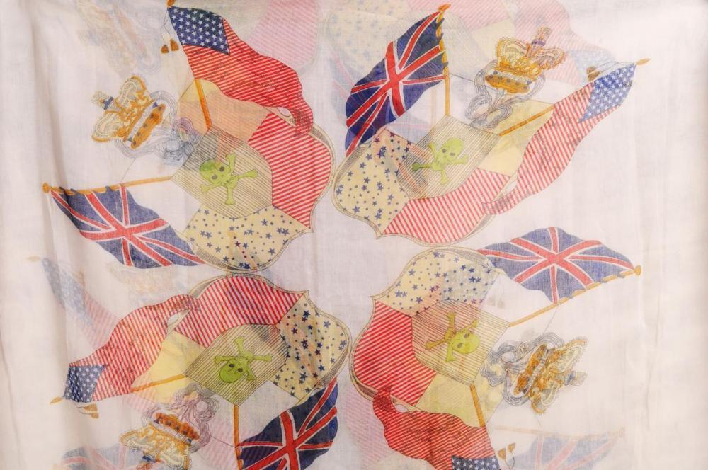 Liss Kiss Shield With Skull & Flags On White Unisex Scarf & Beach Sarong - Scarf