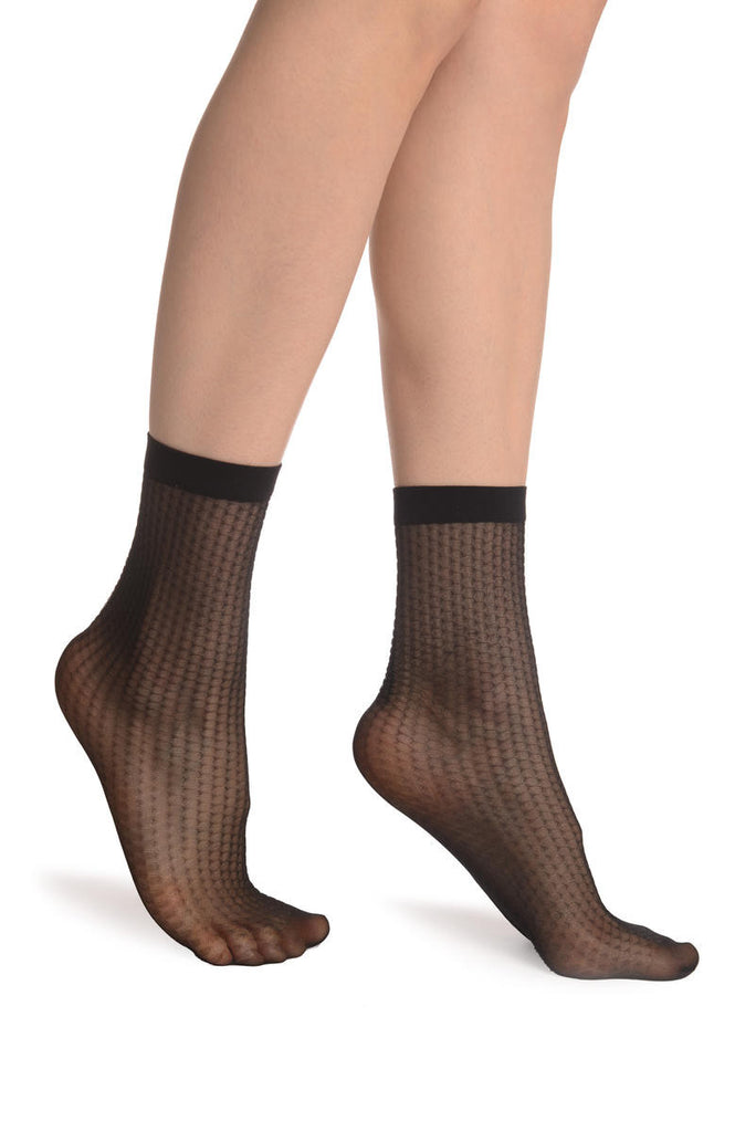 Liss Kiss Silky Black Snake Skin 15 Den Socks Ankle High - Socks