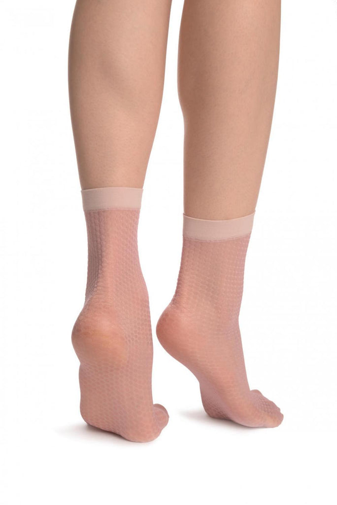 Liss Kiss Silky Soft Pink Snake Skin 15 Den Socks Ankle High - Socks