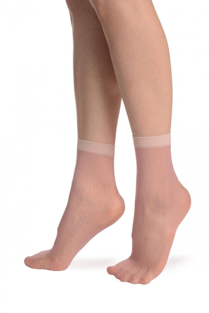 Liss Kiss Silky Soft Pink Snake Skin 15 Den Socks Ankle High - Socks