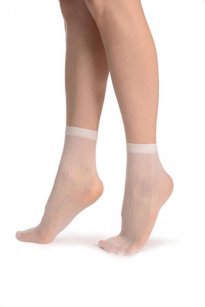 Liss Kiss Silky White Snake Skin 15 Den Socks Ankle High - Socks