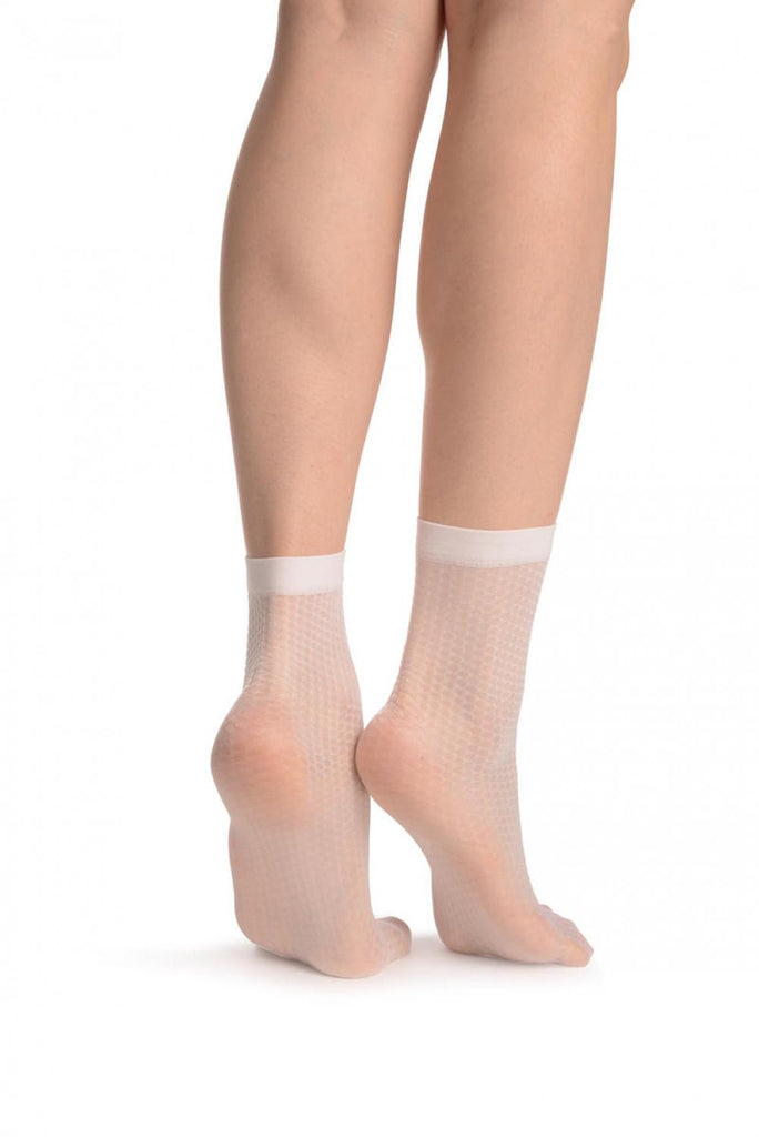 Liss Kiss Silky White Snake Skin 15 Den Socks Ankle High - Socks
