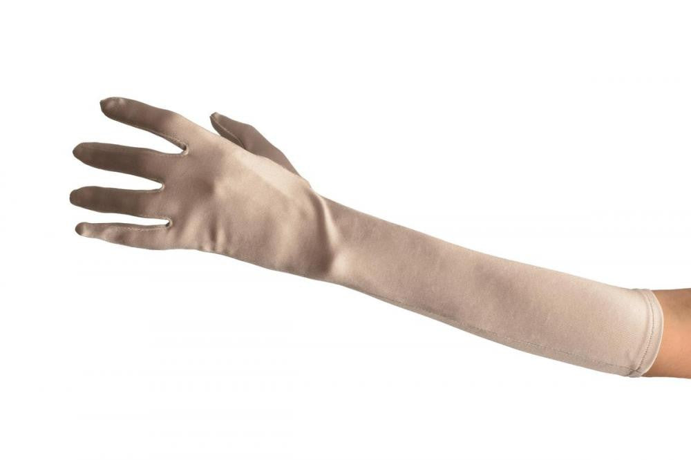 Liss Kiss Silver Grey Stretchy Satin Wedding Opera Gloves - Gloves