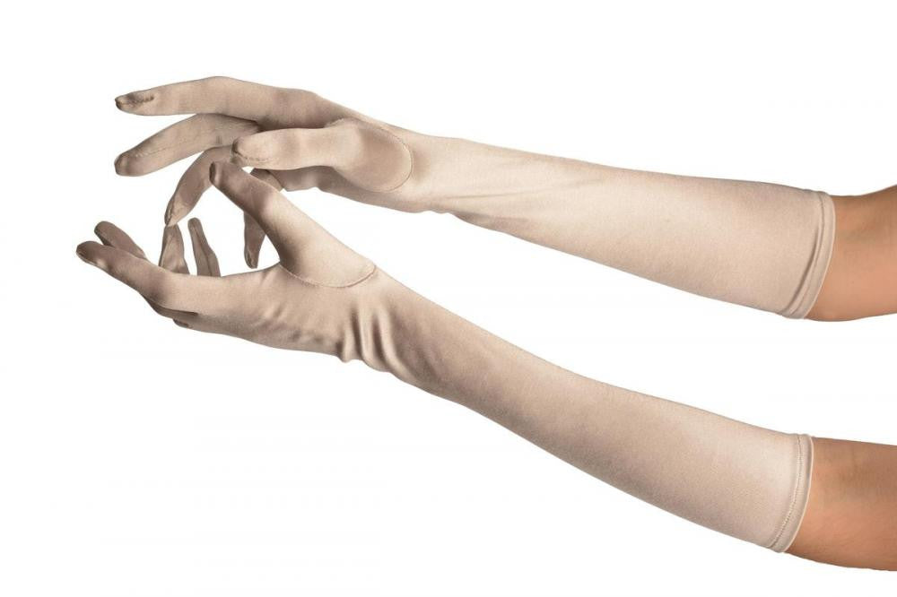 liss kiss Silver Grey Stretchy Satin Wedding Opera Gloves - Gloves