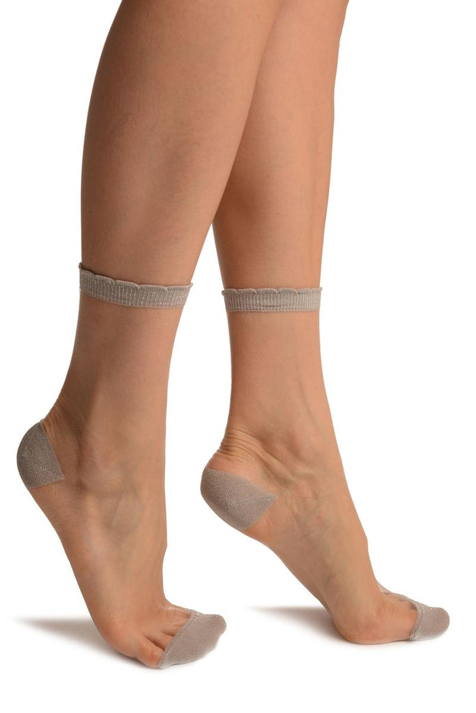 liss kiss Silver Lurex Top & Heel Invisible Ankle High Socks - Socks