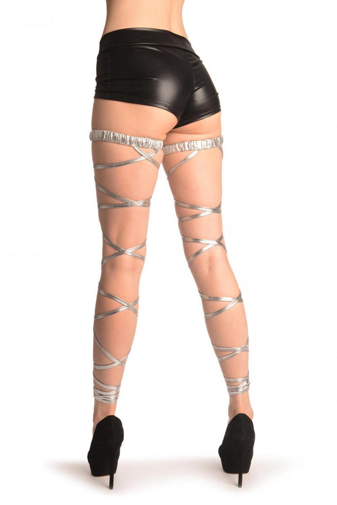 Liss Kiss Silver Metallic Leg Wrap With Elasticated Top - Leg Warmers