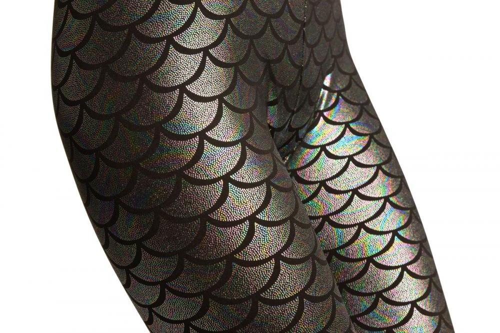 Liss Kiss Silver Rainbow Shiny Mermaid Scales Leggings - Leggings