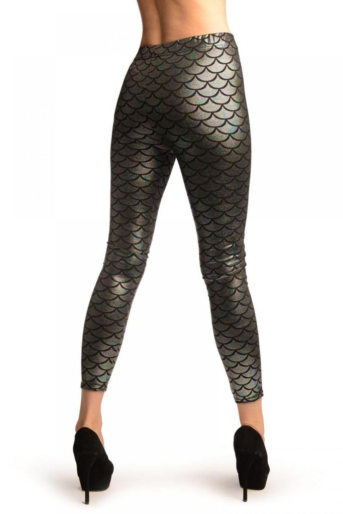 Liss Kiss Silver Rainbow Shiny Mermaid Scales Leggings - Leggings