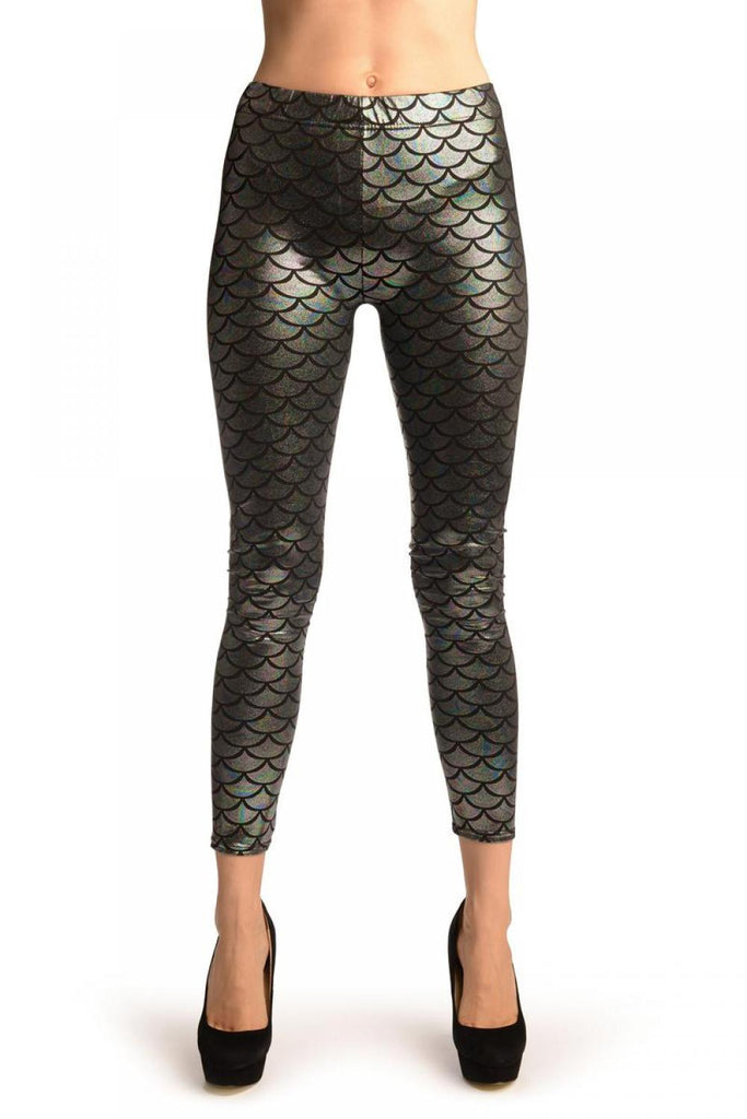 liss kiss Silver Rainbow Shiny Mermaid Scales Leggings - Leggings