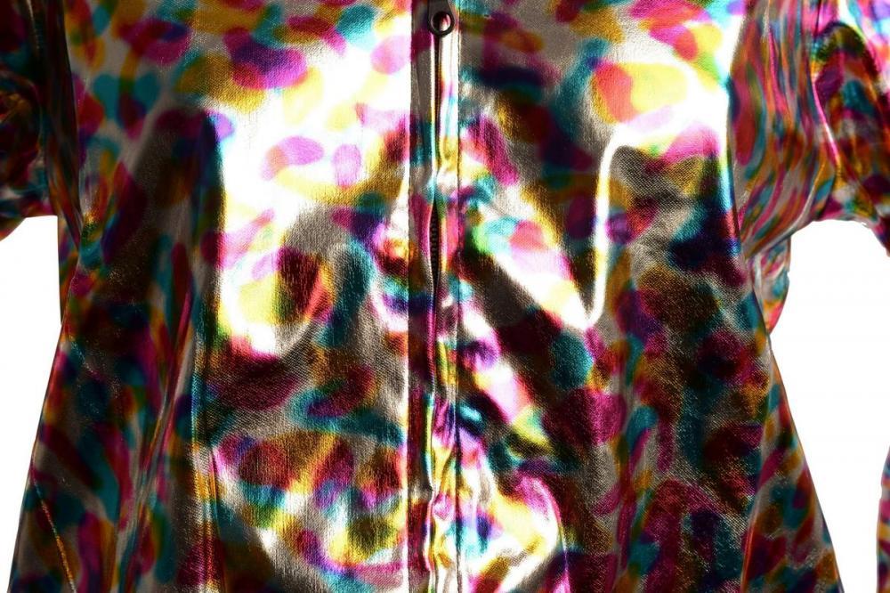 Liss Kiss Silver Rainbow Spots Unisex Zip Disco Jacket - Jacket