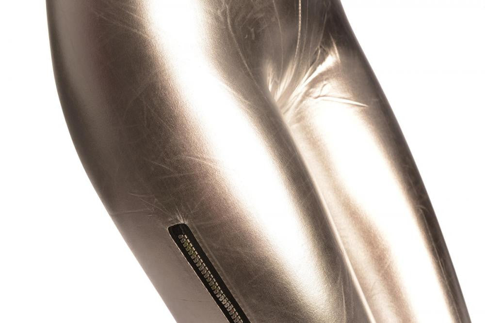 Liss Kiss Silver Shiny Faux Leather Wet Look With Side Zip - Leggings