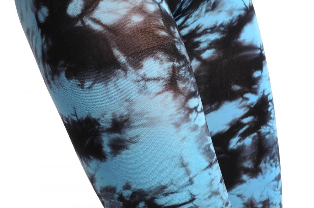 Liss Kiss Sky Blue & Black Colour Splash Footless - Tights Footless